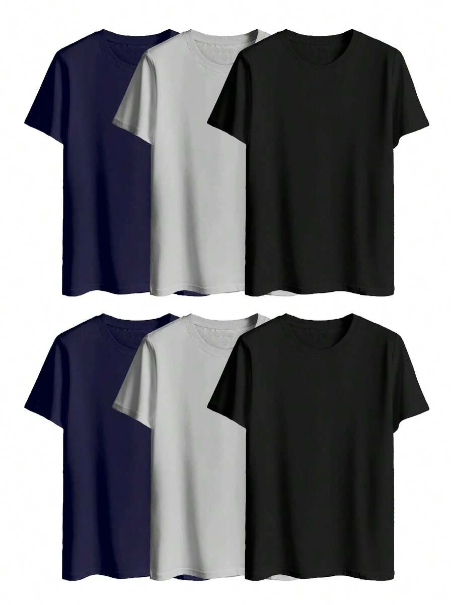 JOPHY & CO. Men's Line 100% Cotton T-Shirts 3 Piece Set COD.TS003 - 藍色和黑色 - 查看 1
