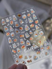 1pc 5D Shining Jellyfish Nail Stickers With High Quality And Exquisite Colors, Summer Marine Life Sliding Nail Art Decorative Stickers