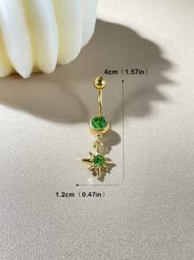 1 peça Moda Oito Pontas Estrela Pingente de Strass Anel de Umbigo, Aço Inoxidável Body Piercing Jóias, Adequado para Casais, Dança do Ventre, Clube, Praia, Dia dos Namorados, Festa de Ano Novo, Uso Diário