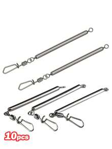 GOTURE 10pcs Stainless Steel Anti Bite Fishing Gear Connector Fishing Anti Bite Rod Wear-Resistant Anti Bite Fishing Gear Accessories Anti Fish Teeth Reinforced Metal Connector Head - Grey - View 1