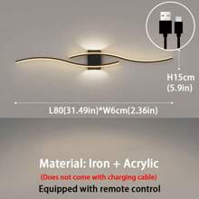 1 Piece Modern Gold LED Wall Sconce, Iron Body, Acrylic Shade, Easy DIY Assembly, Charging Cable Not Included, Suitable For Office, Bedroom, Dining Room, Hallway, Outdoor Decorative Lighting, Birthday Gift For Friends, With Remote Control, Adjustable Brightness