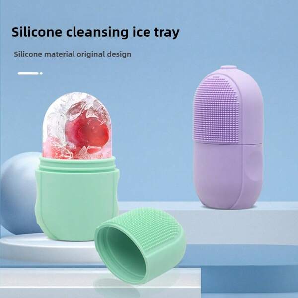 inbeaufon Rodillo de hielo para rostro, herramientas de masaje facial de silicona reutilizables con hielo, molde de cubitos de hielo para masaje en ojos, cuello y rostro, reduce la hinchazón y mejora la elasticidad de la piel, herramientas de cuidado de la piel con rodillo de hielo