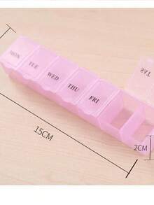 7-Day Portable Pill Box, Large Capacity Mini 7-Compartment English Weekly Medication Organizer - Multicolor - View 8