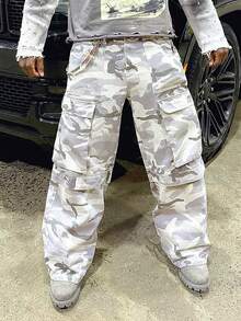 DK-MB Men's Hip-Hop American Vintage Loose Printed Casual Pants, Couple Loose Straight Leg Trousers, Streetwear Relaxed Drawstring Outdoor Pants, Men Cargo Pants Streetwear - Multicolor - View 2