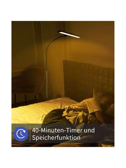 Vloer Lamp LED Living Room Dimmable Zwart Reading Verlichting 156CM Moderne 10W Touch Office Light, Timer Memory Function Bedroom Adjustable Gooseneck view 8