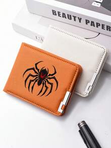 Premium Boy's Black Artificial Leather Wallet With Spider Print - Fashionable Business Style, Large Capacity, With Coin Pouch And Multiple Card Slots, Perfect Gift - Multicolor - View 2