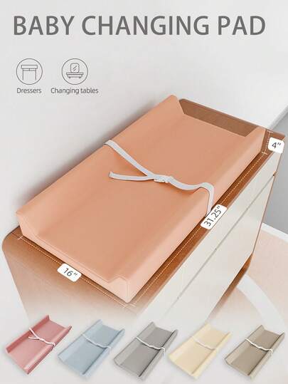 Baby Changing Pad With Waterproof PU Vegan Leather Cover, Easy To Wipe Clean, Standard Size Cozy Diaper Changing Pad For Dresser And Table