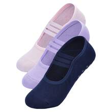 女士圆头三带浅口露背防滑健身、舞蹈、普拉提、瑜伽袜，款式 H10，秋季