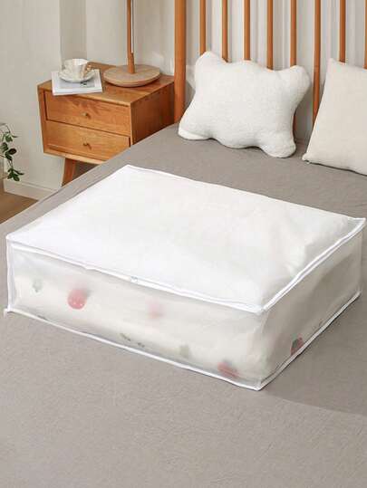 Large Capacity Foldable Fabric Storage Box - Suitable For Bedding, Clothes, Pillows, Quilts - Suitable For Home, Bedroom, Dormitory, Spa Center Wardrobes - Gray Woven Material, No Need For Electricity