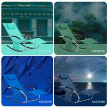 SoBuy Set Of 2 Sun Lounger Garden Chair Recliner With Cushioned Pillow & Side Pocket Garden Rocking Chair With Steel Frame 150kg Capacity Outdoor Garden Furniture For Patio Poolside OGS28x2 - Royal Blue - View 10