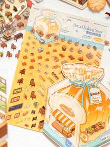 Set de 3 piezas de pegatinas decorativas de escena miniatura 3D, serie de tiendas en miniatura, adecuadas para regalos, oficina, hogar, marcado, etiquetado, aula, juguetes de entretenimiento, planificador de estudiantes, pegatinas decorativas de paisaje retro creativo DIY, suministros escolares, suministros de scrapbooking de vuelta a la escuela, pegatinas divertidas, pegatinas para portátil, pegatinas para Kindle, pegatinas para teléfono - Multicolor - Ver 5