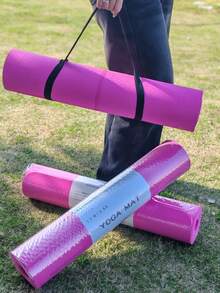Esterilla de yoga de material TPE de 181*61*0.6m, esterilla de fitness para pilates, esterilla de picnic para exteriores, antideslizante, resistente al desgarro, esterilla de yoga para mujeres, esterilla de ejercicio para entrenamiento en casa con correa de transporte - Multicolor - Ver 2