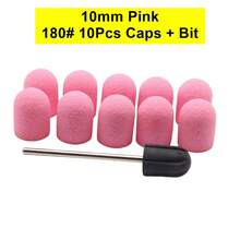 Easy Nail 10个指甲打磨帽，带10毫米钻头，适用于足部锉刀、去茧器、美甲修脚抛光，#80 #120 #180 粉色紫色