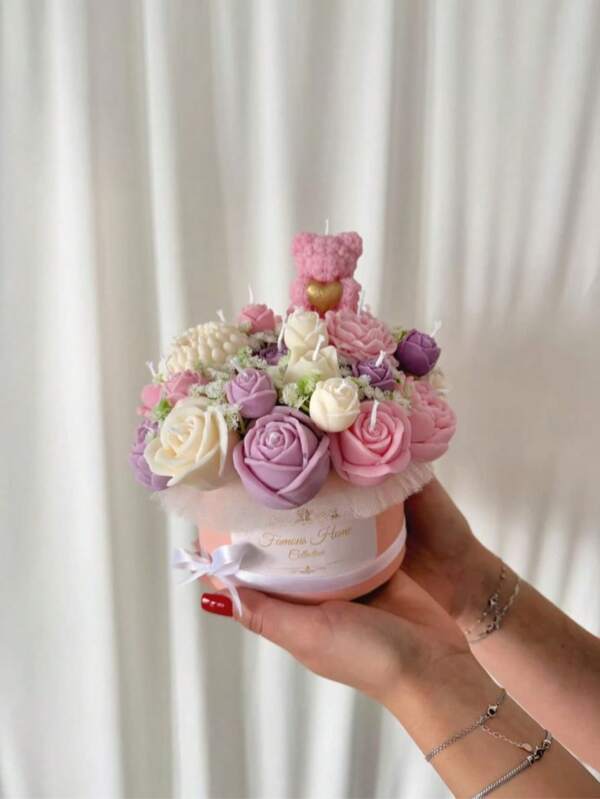 5pcs Silicone Mold - Rose Blossoms, Love Bear Design, Suitable For DIY Candles, Soap, Clay Crafts - Perfect Gift For Girlfriend, Young People, Family - Ideal For Easter, Valentine's Day, Birthday, Home Decoration