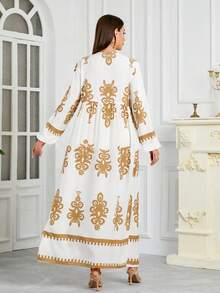 Elegante vestido casual con estampado de cinta de manga larga, vestido de otoño/invierno, vestido de vacaciones, vestido de dama de honor, vestido de Navidad y Halloween