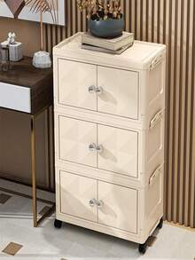 1 tủ lưu trữ gấp rộng 45cm, có thể lựa chọn 1-5 tầng, tủ lưu trữ hai cửa dày, giá lưu trữ gia đình độc lập, sắp xếp quần áo và đồ chơi trẻ em, tủ lưu trữ gấp bằng nhựa - kem - Xem 8