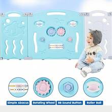Foldable Adjustable Baby Playpen With 14/18/22 Panels, Portable Safety Play Yard For Toddlers And Kids, Easy To Set Up For Indoor And Outdoor Use - 藍色 - 查看 7