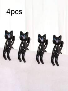 4 piezas Pinzas para toallas de playa con forma de gato, pinzas de plástico para sillas para toallas, pinzas lindas de gatos de dibujos animados, pinzas sujeta-toallas, pinzas antiviento para toallas de playa y ropa