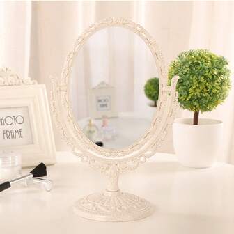 1pc Retro Princess Vanity Mirror, Tabletop Mirror, Dorm Room Mirror, High Definition Makeup Mirror, Double-Sided,Makeup,Cheap,Room Decor,Vanity,Travel,Bedroom,Makeup Accessories,Mirror,Vanity Mirror,Cheap,Stocking Stuffers,Makeup,Makeup Tools,Cheap Stuff,Gifts,Gifts For Women,Christmas Gifts