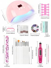 peacecolor 33 PIEZAS Juego de lámpara UV/LED y taladro eléctrico para uñas, cepillo para uñas y bolígrafo de punteado para suministros de manicura, equipo de arte de uñas para principiantes de uñas DIY, regalo para salón de belleza en el hogar