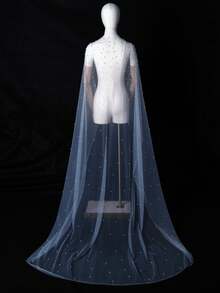 1 pieza Chal nupcial hecho a mano con cuentas, adecuado para bodas, fotografía, regalo, pasarela, accesorio de vestido de novia - VG17A - Ver 5