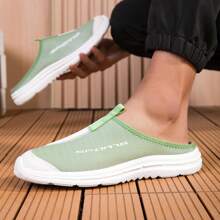 Zapatos deportivos casuales de slip-on para hombres, diseño de patchwork de colores, versátiles chinelas casuales para exterior, aptos para usar todo el año tanto en interiores como exteriores