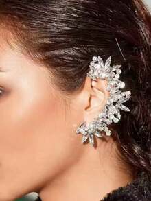 1pc Asymmetrical Rhinestone Ear Cuff, Fashionable & Versatile, Elegant European & French Style, Cross-Border Item - Multicolor - View 10