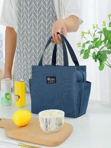 1pc, Waterproof Thermal Lunch Box Bag For Students And Office Workers - Perfect Travel Accessory And Kitchen Gadget For Healthy Meals On The Go - Navy Blue - View 5