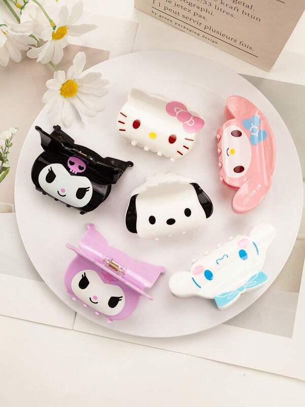 Sanrio Sanrio 1pc Glossy Square Scratch Clip Cinnamon Dog Cute Sweet Cartoon Fashion Versatile Simple Hairpin Women's Headdress, Ideal Choice For Mother's Day Summer