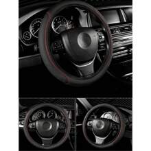 Cubierta de volante de coche de PU premium - Cubierta de volante universal de 15 pulgadas para hombres y mujeres, cubierta protectora de volante de automóvil antideslizante y transpirable para ruedas de 37 - 38 cm