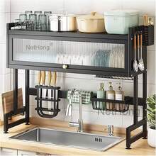 NetHong Kitchen Dish Drainer Rack With Drip Tray, Cutlery Holder And Plate Rack For Sink - Black - View 3