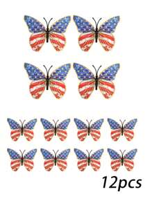 24pcs 3D Butterfly Wall Decor, July 4th Festival Party Supplies, Butterfly Wall Stickers Decoration Removable Butterfly Art Decal For Bedroom Living Room Refrigerator Home Decor Butterfly Pattern Stickers, PVC Stickers, 2 Sizes Mixed Pack Room Decor Living Room Decor