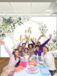 1pc Newborn Shower Photography Backdrops Watercolor Gold Green Eucalyptus Leaves Photo Background 59.1*39.4/82.7*59.1/106.3*70.9 Inches Sons Daughters Birthday Party Banner Indoor Outdoor Wedding Decoration Supplies