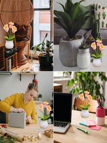 1PC Crochet Flower Pot, Daisy Tulips And Forget Me Not Small Potted Flowers, Gifts For Mom Wife On Mothers Day Valentines, Cute Desk Decor For Women Office Car Dashboard,Crochet Flowers Cute Little Potted Flower, Gift For Birthday, Teacher's Day, Graduation, Anniversary, Christmas, Decor For Car Dashboard,Home Office Decoration ,Halloween Gifts, Halloween Decorations,Bridal Wedding Decorations