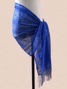 1pc Women's Versatile Paisley Floral Lace Scarf, Breathable Polyester Solid Color Lightweight Long Scarf For Head Wrap, Shawl, Neck Scarf, Wedding, Party, Beach - Multicolor - View 8