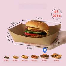 50Pcs/Pack Brown Kraft Paper Food Trays - Heavy-Duty Disposable Food Boats For Fries Nachos Hot Dog Taco BBQ Party Picnic Wedding - Multicolor - View 16