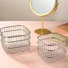 1PC Multi Functional Storage Basket, Drain Basket, Household Kitchen Seasoning, Coffee, Fruit, Vegetable Basket, Desktop Cosmetics Square Storage Basket, Desktop Neat Storage Basket , Makeup Room Decor - Multicolor - View 12