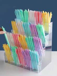 1 pièce Porte-stylo rectangulaire transparent, organisateur de bureau, support d'exposition pour articles de papeterie, rangement de bureau, retour à l'école, fournitures scolaires, étui à crayons, trousse à crayons, sac d'école