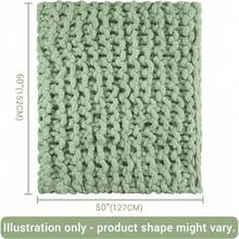 Chunky Knit Blanket, Chunky Knit Strickdecke Grob Soft Throw Blanket, Cozy Cable Knit Blanket 100% Hand Armstricken Wolle Crochet Blanket Dicke Wolle Sofa Bed Weighted Thick Woven -Light Green 50x60in - Light Green - View 4