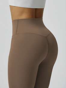 1pc Women's Elastic Yoga Fitness Running Shaping Lifting Cycling Leggings - Khaki - View 4