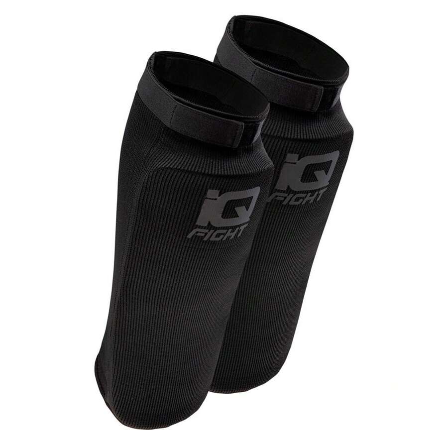 IQ Maparo Elasticated Shin Guards (Black) - Coffee Brown - View 1