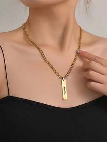 1Pc Personalized Customized Text Necklace And Bracelet, A Set Of Jewelry With Names, Dates And Anniversaries. It Is Stylish And Individual, Simple And Elegant. It Can Be Used As An Anniversary Gift, A Holiday Gift Or A Birthday Gift, And Is A Gift For Family, Friends And Loved Ones. It Is Especially Suitable For Birthdays, Anniversaries And Valentine'S Day.