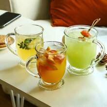 1 pieza Taza de vidrio con diseño de oso lindo, taza transparente para leche/desayuno, vajilla única - transparente - Ver 10