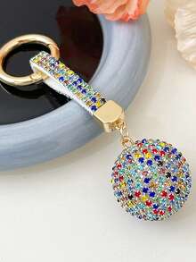 1pc Fashionable Full Rhinestone Ball Keychain, Crystal Keychain Bag Charm Car Key Chain - Multicolor - View 6