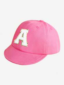 1 Pc Customizable 26 Letter Children's Solid Color Baseball Cap, Fashionable Casual Soft Brim Hat, Suitable For 1-3 Years Old Baby Girls Daily Outings, Vacation, Sun Protection - Rose Pink - View 28