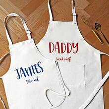 1 Pc Personalized Father And Son Apron, Dad Daughter Apron, Matching Aprons, Family Kitchen Apron, Chef Little Sous Chef Apron, Name Apron