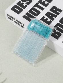 50支/包 水晶柄一次性螺旋睫毛梳，眉眼化妆刷，适用于化妆刷工具 - 藍色 - 查看 2