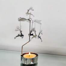 Custom Elegant Reindeer Rotate Candlestick Metal Plated Christmas Deer Tealight Candle Holder Rotary
