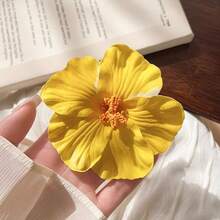 1个波西米亚风人造花发夹，芙蓉花发夹，女士海滩度假风发夹，适合上学/返校礼物、学习用品、女士度假装扮、新年礼物、闺蜜礼物、发饰、头饰、爪夹 - 彩色 - 查看 5