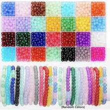 700pcs/1400pcs, 6mm Glass Round Beads Jewelry Making Set For Handmade DIY Bracelets, Necklaces, Earrings, Jewelry, Crafts Gifts Accessories (Random Colors)